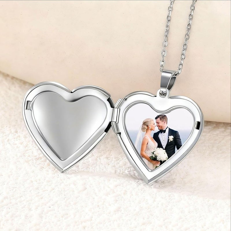 PHOCKSIN Locket Necklace for Women Black/Gold/Silver Locket Necklace Oval/Round/Heart Photo Necklace New Years Gifts for Girls - Image 4